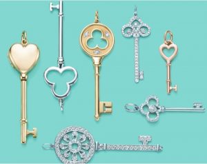Tiffany key pendant necklaces: gold, silver, and diamond-encrusted