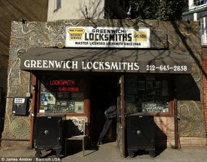 Edifice of Greenwich Locksmiths with 10,000 Keys Decorated on Front