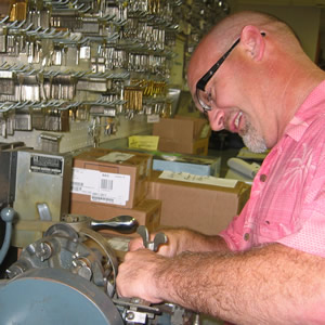 Joe McCallister Cutting a Skeleton Key at Anderson Lock