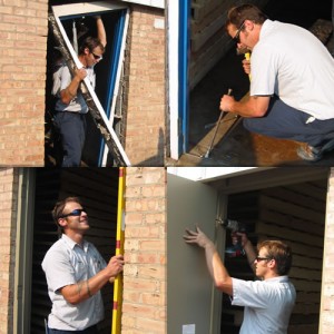 Aaron removes old frame and threshold then installs new frame / door & hardware