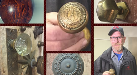 collage of old antique doorknobs