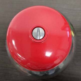 Top view of gumball machine with red top